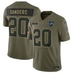 Detroit Lions #20 Barry Sanders Olive 2025 Salute to Service Limited Stitched Jersey