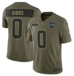Detroit Lions #0 Jahmyr Gibbs Olive 2025 Salute to Service Limited Stitched Jersey
