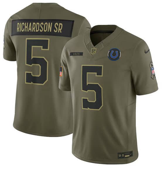 Indianapolis Colts #5 Anthony Richardson Sr. Olive 2025 Salute to Service Limited Stitched Jersey