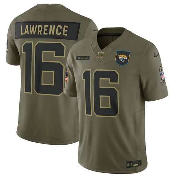 Jacksonville Jaguars #16 Trevor Lawrence Olive 2025 Salute to Service Limited Stitched Jersey