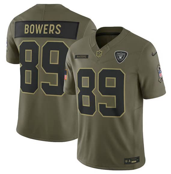 Las Vegas Raiders #89 Brock Bowers Olive 2025 Salute to Service Limited Stitched Jersey