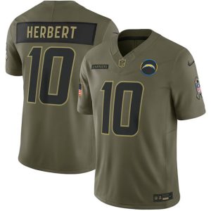Los Angeles Chargers #10 Justin Herbert Olive 2025 Salute to Service Limited Stitched Jersey