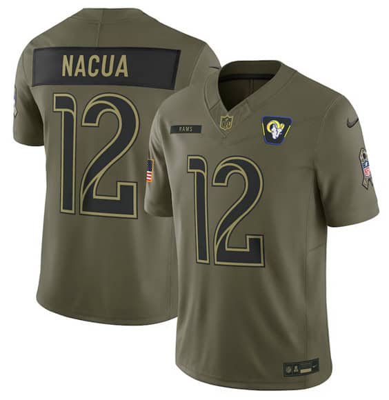 Los Angeles Rams #12 Puka Nacua Olive 2025 Salute to Service Limited Stitched Jersey