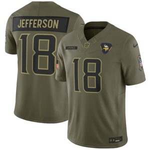 Minnesota Vikings #18 Justin Jefferson Olive 2025 Salute to Service Limited Stitched Jersey