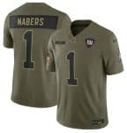 New York Giants #1 Malik Nabers Olive 2025 Salute to Service Limited Stitched Jersey