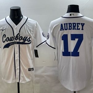 Dallas Cowboys #17 Brandon Aubrey White Cool Base Stitched Jersey