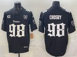 Las Vegas Raiders #98 Maxx Crosby Black F.U.S.E. Gothic Sin City Shadows Edition With 65th Anniversary 3-Star C Patch Vapor Untouchable Limited Stitched Jersey