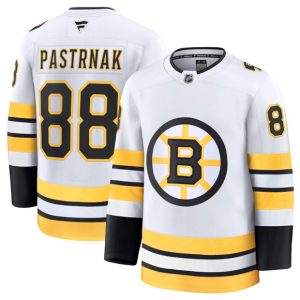 Boston Bruins #88 David Pastrnak White 2025 Away Stitched Jersey
