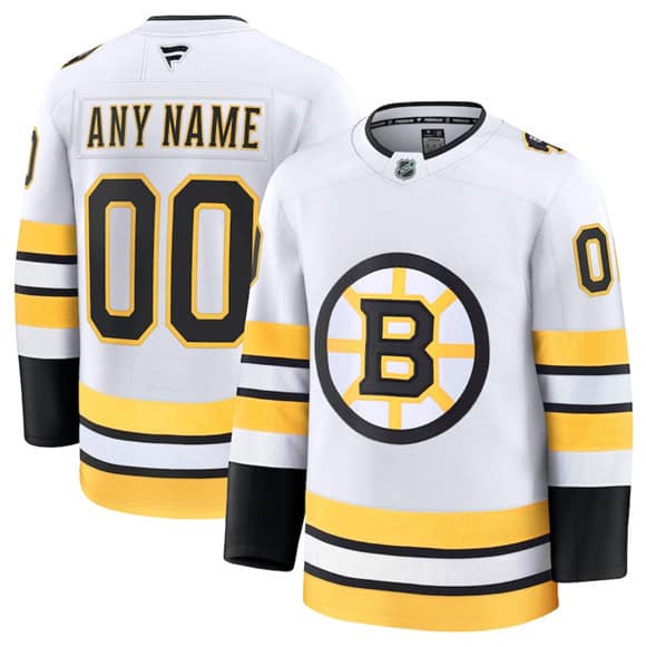 Boston Bruins Custom White 2025 Away Stitched Jersey