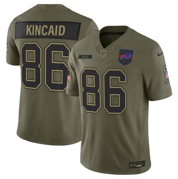 Buffalo Bills #86 Dalton Kincaid Olive 2025 Salute to Service Limited Stitched Jersey