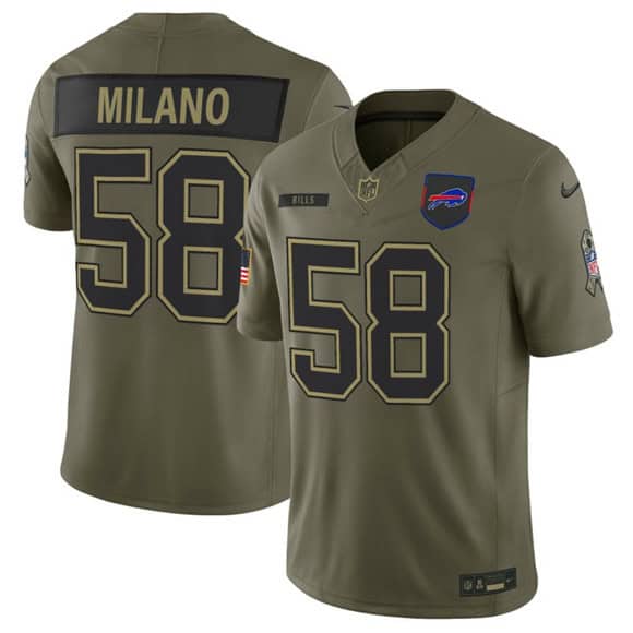 Buffalo Bills #58 Matt Milano Olive 2025 Salute to Service Limited Stitched Jersey