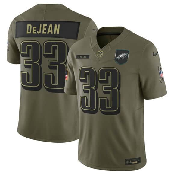 Philadelphia Eagles #33 Cooper DeJean Olive 2025 Salute to Service Limited Stitched Jersey