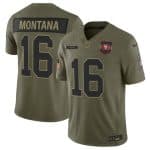 San Francisco 49ers #16 Joe Montana Olive 2025 Salute to Service Limited Stitched Jersey