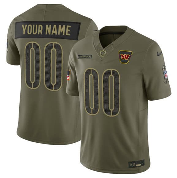 Washington Commanders Custom Olive 2025 Salute to Service Limited Stitched Jersey