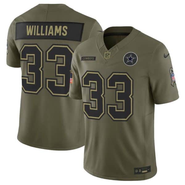 Dallas Cowboys #33 Javonte Williams Olive 2025 F.U.S.E. Salute to Service Limited Stitched Jersey