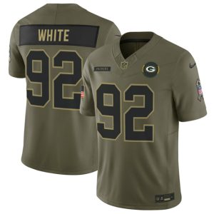 Green Bay Packers #92 Reggie White Olive 2025 F.U.S.E. Salute to Service Limited Stitched Jersey