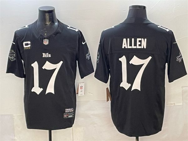 Buffalo Bills #17 Josh Allen Black F.U.S.E. 'Gothic Cold Front Edition' With 4-Star C Patch Vapor Limited Stitched Jersey