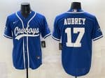 Dallas Cowboys #17 Brandon Aubrey Blue Cool Base Stitched Jersey