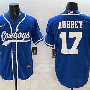 Dallas Cowboys #17 Brandon Aubrey Blue Cool Base Stitched Jersey