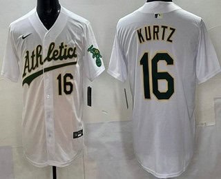 Oakland Athletics #16 Nick Kurtz White Limited Jersey