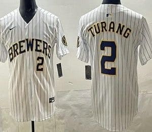 Milwaukee Brewers #2 Brice Turang White Limited Jersey