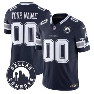 Dallas Cowboys Custom Navy 2025 F.U.S.E Dallas City Patch Vapor Untouchable Limited Stitched Game Jersey