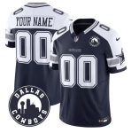 Dallas Cowboys Custom White Navy Alternate 2025 F.U.S.E Dallas City Patch Vapor Untouchable Limited Stitched Game Jersey