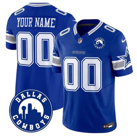 Dallas Cowboys Custom Royal 2025 F.U.S.E Dallas City Patch Vapor Untouchable Limited Stitched Game Jersey