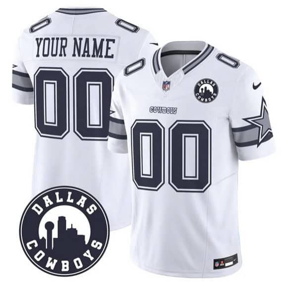 Dallas Cowboys Custom White 2025 F.U.S.E Dallas City Patch Vapor Untouchable Limited Stitched Game Jersey