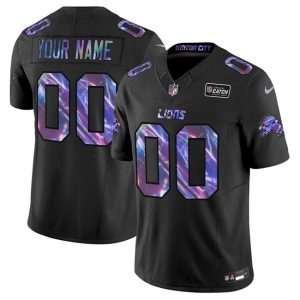 Detroit Lions Custom Black 2025 Crucial Catch F.U.S.E. Vapor Limited Stitched Jersey