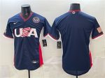 USA Baseball Blank Navy 2026 World Baseball Classic United States 250th Anniversary Patch Road Stadium Stitched Jersey