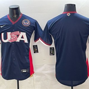 USA Baseball Blank Navy 2026 World Baseball Classic United States 250th Anniversary Patch Road Stadium Stitched Jersey