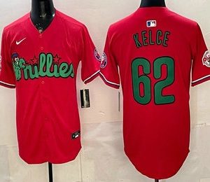 Philadelphia Phillies #62 Jason Kelce Red Limited Stitched Jersey
