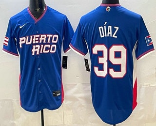 Puerto Rico #39 Edwin Diaz Blue 2026 World Classic Cool Base Jersey