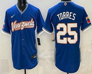 Venezuela #25 Gleyber Torres Blue 2026 World Classic Cool Base Jersey
