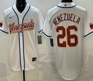 Venezuela #26 Venezuela White 2026 World Classic Cool Base Jersey
