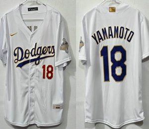 Los Angeles Dodgers #18 Yoshinobu Yamamoto White 2026 Gold Collection Limited Jersey
