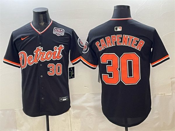Detroit Tigers #30 Kerry Carpenter Black 2026 Alternate USA 250' Patch Vapor Premier Limited Stitched Jersey