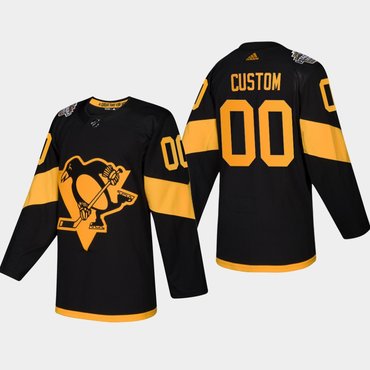 Custom Pittsburgh Penguins Coors Light 2019 Stadium Series Black Authentic Jersey