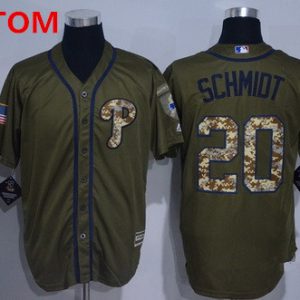 Philadelphia Phillies Custom Retired Green Salute to Service Cool Base Stitched Jersey