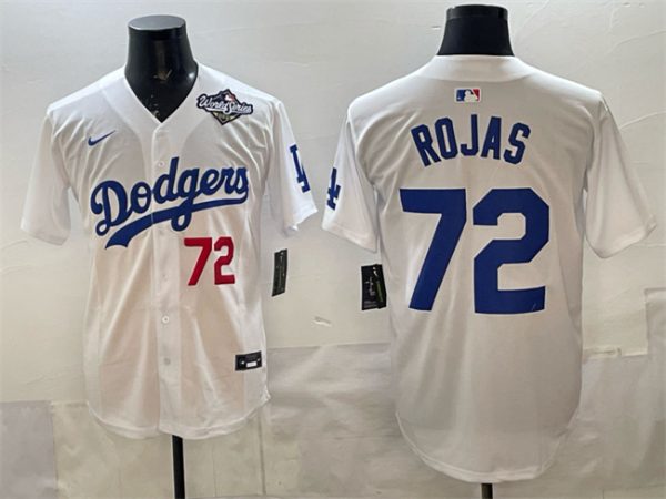 Los Angeles Dodgers #72 Miguel Rojas White 2025 World Series Patch Limited Stitched Jersey