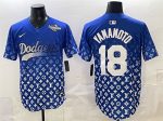Los Angeles Dodgers #18 Yoshinobu Yamamoto Blue 2025 World Series Patch Limited Stitched Jersey