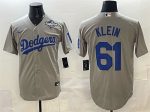 Los Angeles Dodgers #61 Will Klein Grey 2025 World Series Patch Cool Base Stitched Jersey