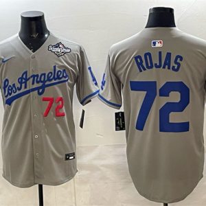Los Angeles Dodgers #72 Miguel Rojas Grey 2025 World Series Patch Limited Stitched Jersey