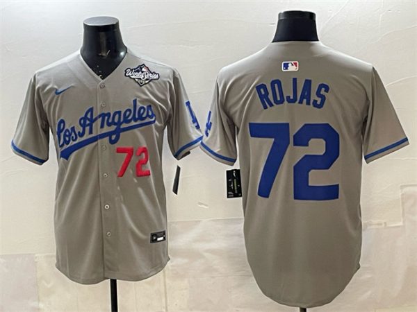 Los Angeles Dodgers #72 Miguel Rojas Grey 2025 World Series Patch Limited Stitched Jersey