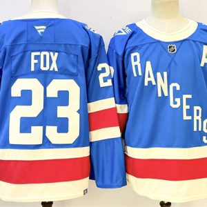 New York Rangers #23 Adam Fox Blue With A Patch Stitched Jersey