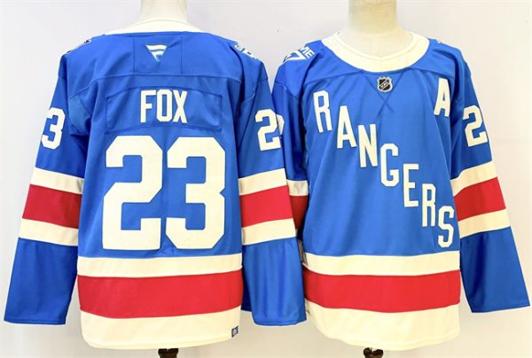 New York Rangers #23 Adam Fox Blue With A Patch Stitched Jersey