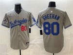 Los Angeles Dodgers #80 Emmet Sheehan Gray 2025 World Series Champions Patch Limited Stitched Jersey
