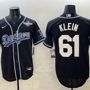 Los Angeles Dodgers #61 Will Klein Black Fashion 2025 World Series Cool Base Stitched Jersey