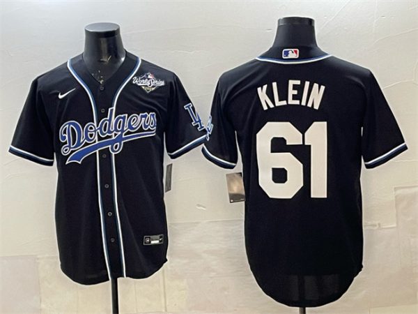 Los Angeles Dodgers #61 Will Klein Black Fashion 2025 World Series Cool Base Stitched Jersey
